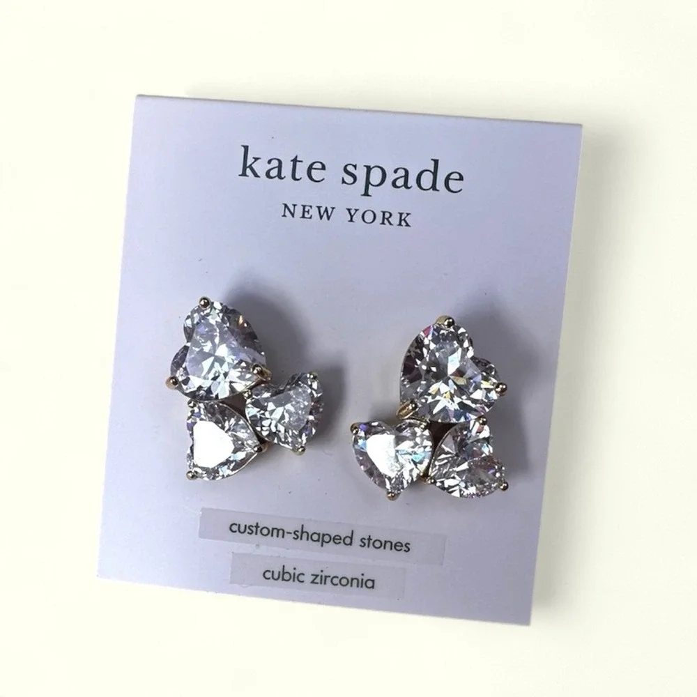 Kate Spade NWT‎ My Love Silver clear gold Earrings